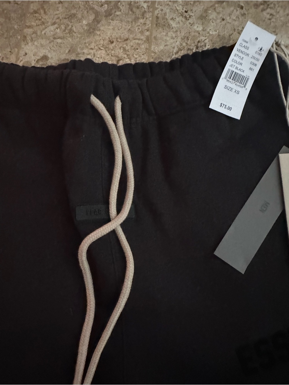 ESSENTIALS jet Black Drawstring Shorts - Picture 3 of 5